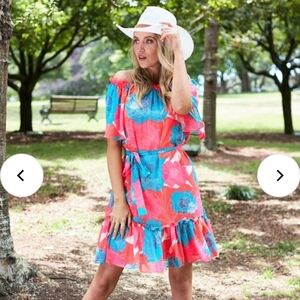 Vibrant Floral Charlo Delilah Neon Long sleeve Dress Size 10